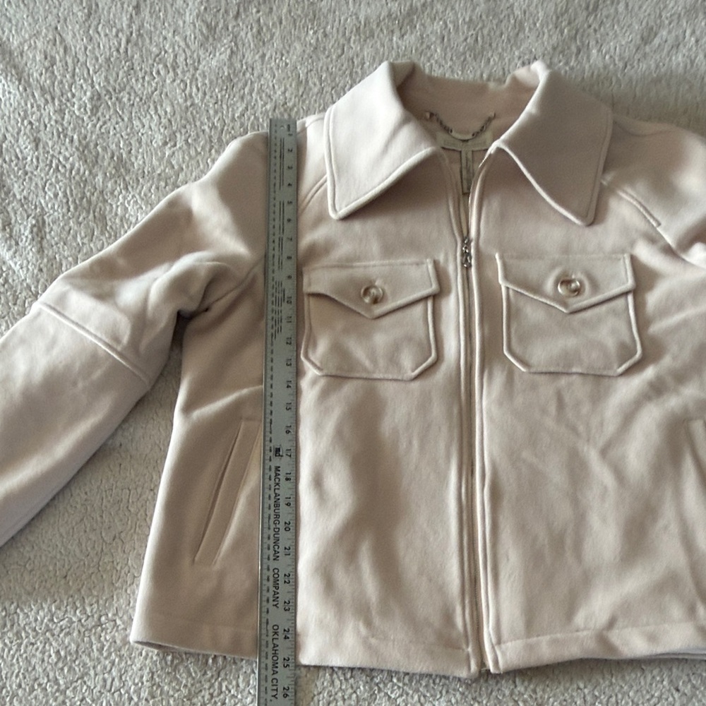 Crown Linen Designs Wool Cashmere Blend Women's Blush Utility Jacket Large New - Picture 10 of 10